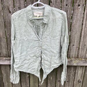 Cloth & Stone Linen button down tie waist top, size L